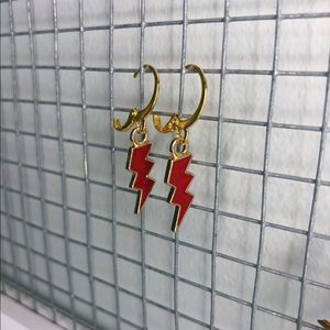Red lightning bolt earrings